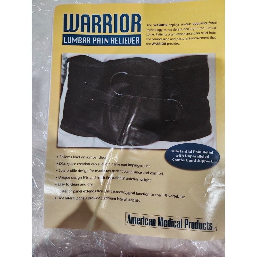 American Medical Products Warrior Lumbar Pain Reliever Black Small 23"-39" NIP